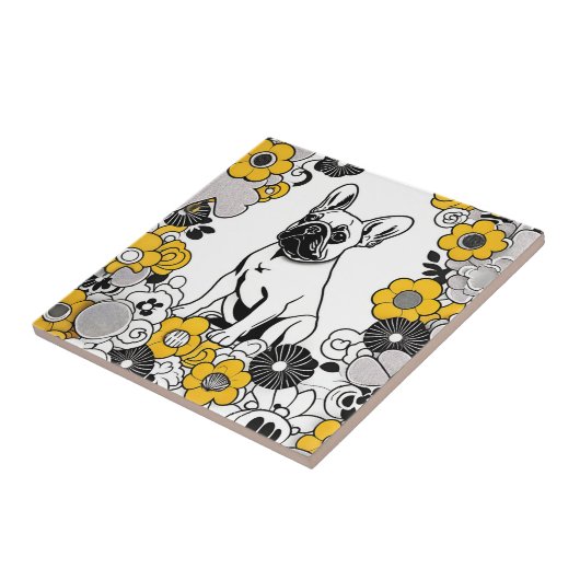 ブルはっきりしたドグポップ・アートのアフランスのートポートレート タイル (側面)