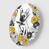 ブルはっきりしたドグポップ・アートのアフランスのートポートレート ラージ壁時計 (傾斜)