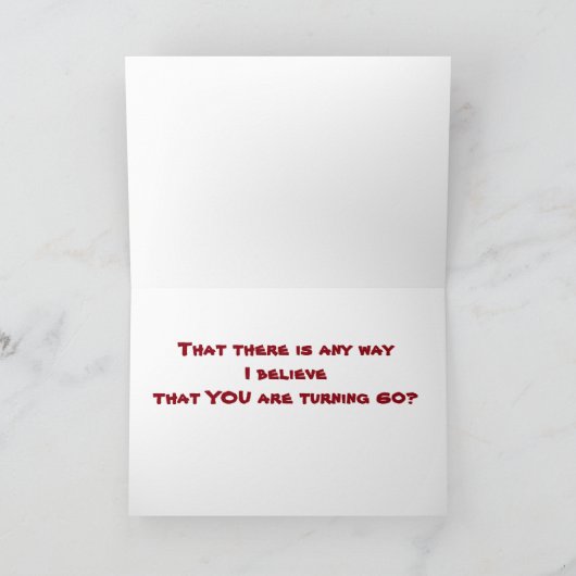 ブルは真剣で「ハッピー60誕生日」と言う カード (内部)