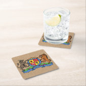 ブルアンドボーランパントBBQコートオブアームズ スクエアペーパーコースター (インサイチュ)