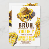 ブルイエロープールパーティーボーイ誕生日招待状 招待状 (正面/裏面)