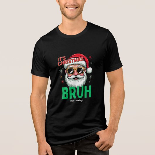 ブルイッツクリスマスレトロサンタミームおもしろいクリスマス トライブレンドＴシャツ (正面)