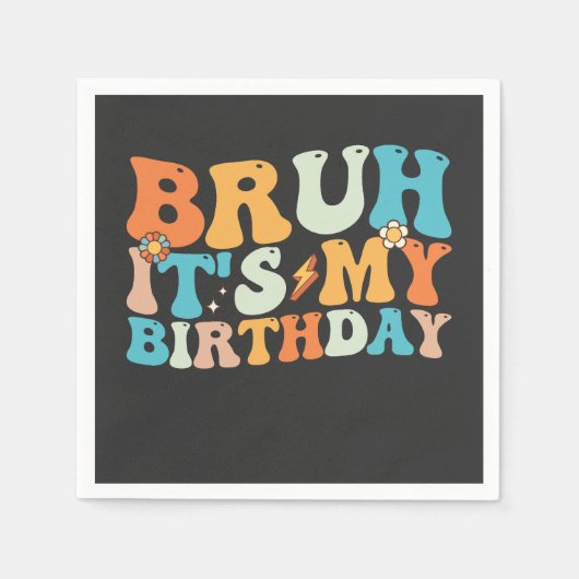 ブルイットイマイ誕生日グルービーレトロ スタンダードカクテルナプキン (正面)