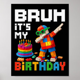 ブルイットマイマスター誕生日ビルダーブロックブリック ポスター