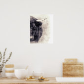 ブルウォーターカラー抽象芸術アート ポスター (キッチン)