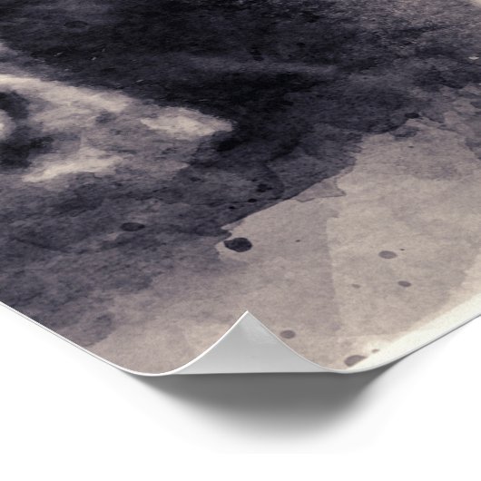 ブルウォーターカラー抽象芸術アート ポスター (角)