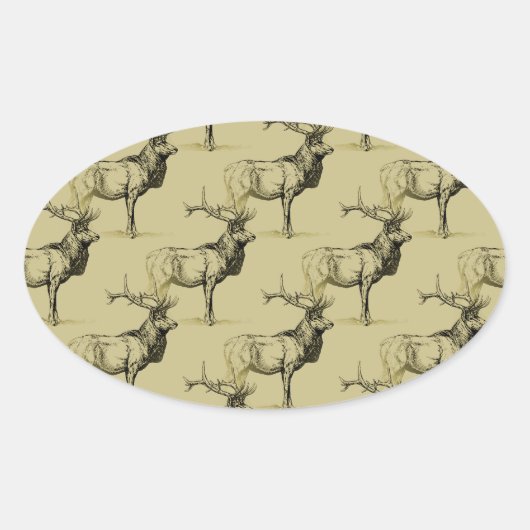 ブルエルクハンターズワイルドライフビッグゲーム狩り〔雄ジカの〕枝角 楕円形シール (正面)