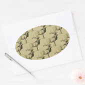 ブルエルクハンターズワイルドライフビッグゲーム狩り〔雄ジカの〕枝角 楕円形シール (封筒)