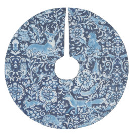 ブルエレガントーデルフトウッドランド動物鹿フローラ ブラッシュドポリエステルツリースカート