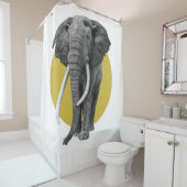 ブルエレファント – スケッチ(鉛筆で金ゴールド) シャワーカーテン (インサイチュ)