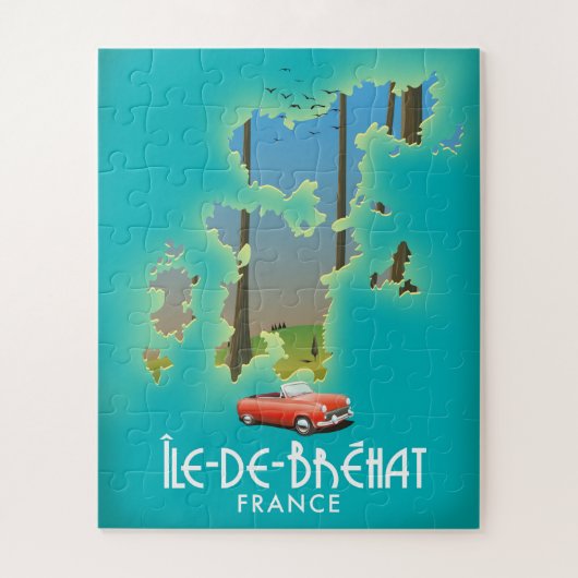 ブルエ島, フランス ヴィンテージ スタイルの旅行ポスター ジグソーパズル (縦)
