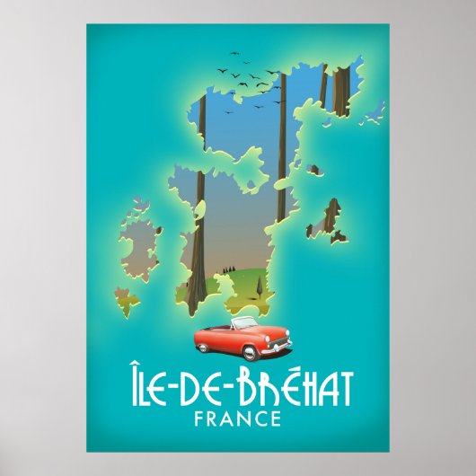 ブルエ島（Île-de-Bréhat）, フランス ヴィンテージ スタイル 旅行 ポスター (正面)