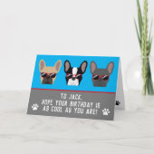 ブルカッコいいフランスのドッグ誕生日 カード (正面)