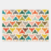 ブルカラフルヘッドシルエット包み紙 ラッピングペーパーシート (正面)