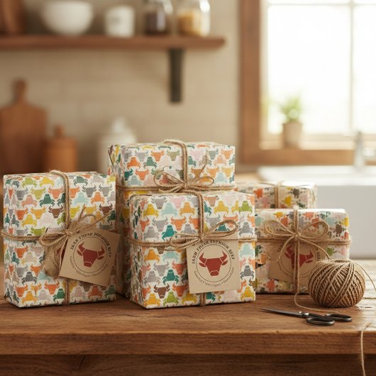 ブルカラフルヘッドシルエット包み紙 ラッピングペーパー