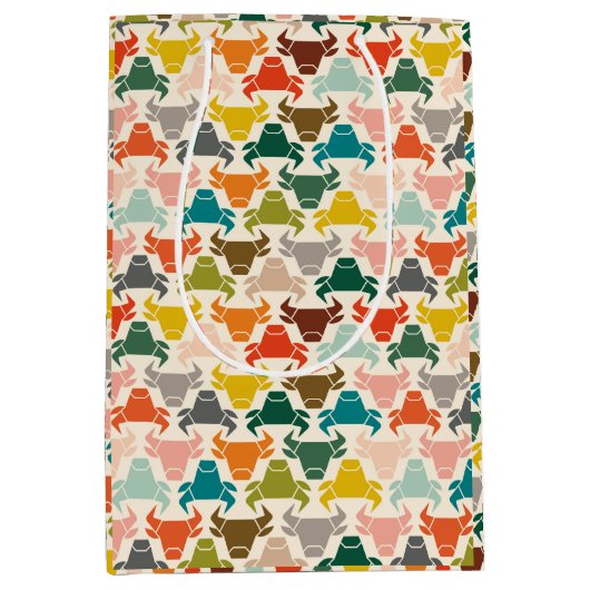 ブルカラフルヘ素朴ッドシルエット ミディアムペーパーバッグ (正面)