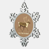 ブルカリブー – セピア スノーフレークピューターオーナメント (右)