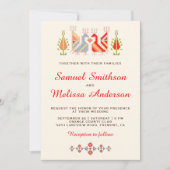 ブルガカラフルリアフォークアート結婚式招待状 招待状 (正面)