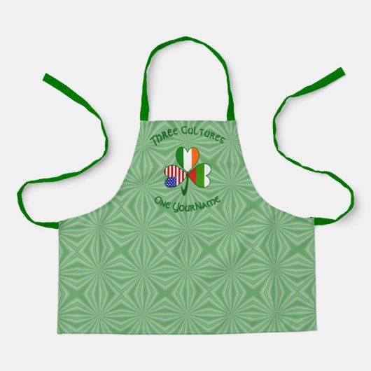 ブルガリアのアイルランド系アメリカ国旗のシャムロックのパーソナライズ エプロン (正面)
