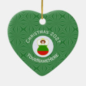 ブルガリアのエンジェルクリスマスの名前の年ハート セラミックオーナメント (裏面)