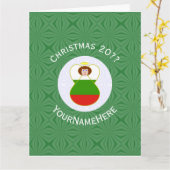 ブルガリアのエンジェルクリスマスパーソナライズされた国旗 カード (黄色い花)