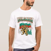 ブルガリアの愛国的なライオンと旗と花火 Tシャツ (正面)