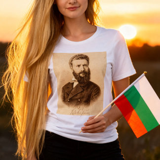 ブルガリアの愛国者、クリスト・ボテフのビンテージ・ポートレート トライブレンドTシャツ