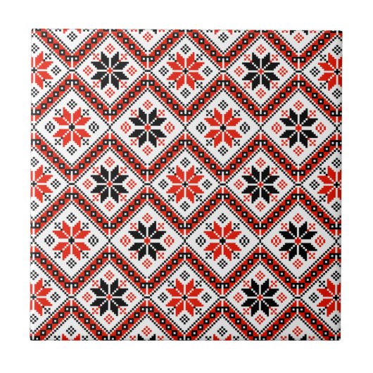 ブルガリアの花柄 タイル (正面)