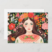 ブルガリアはがき女性かわいいモチーフ ポストカード (正面/裏面)