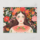 ブルガリアはがき女性かわいいモチーフ ポストカード (正面)