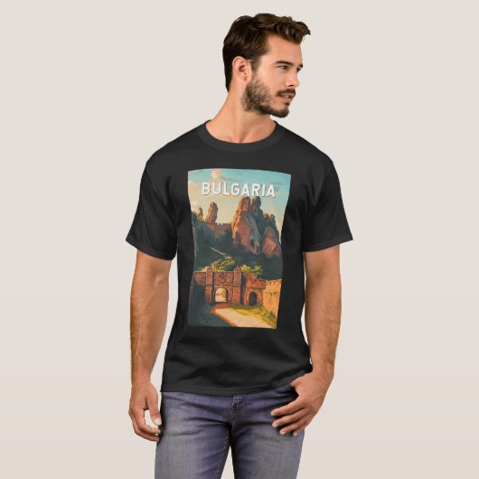 ブルガリアイラストレーショントラベルアートヴィンテージ Tシャツ (正面フル)