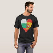 ブルガリアスペインの国旗のハート Tシャツ (正面フル)
