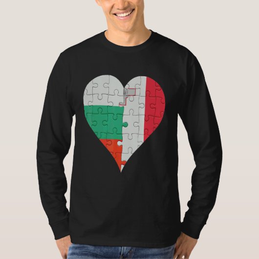 ブルガリアマルチーズ国旗のハート Tシャツ (正面)