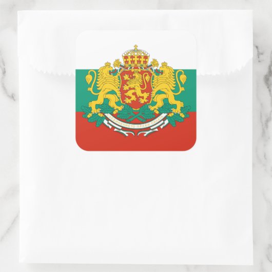 ブルガリア国旗とコート・オブ・アームズ、ブルガリア国旗 スクエアシール (バッグ)