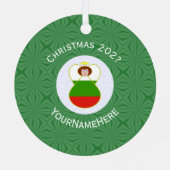 ブルガリア国旗のエンジェルのクリスマス年 メタルオーナメント (裏面)