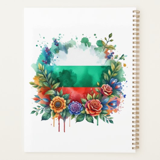 ブルガリア国旗の伝統民俗女性レッドローズ プランナー手帳 (裏面)