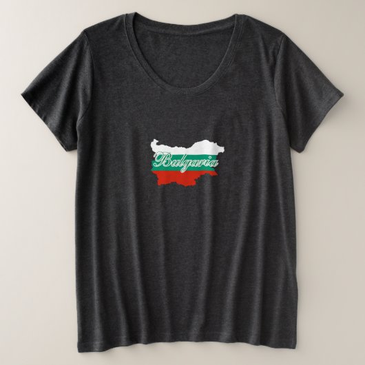 ブルガリア国旗の地図 プラスサイズTシャツ (デザイン正面)