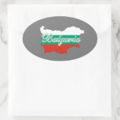 ブルガリア国旗の地図 楕円形シール (バッグ)