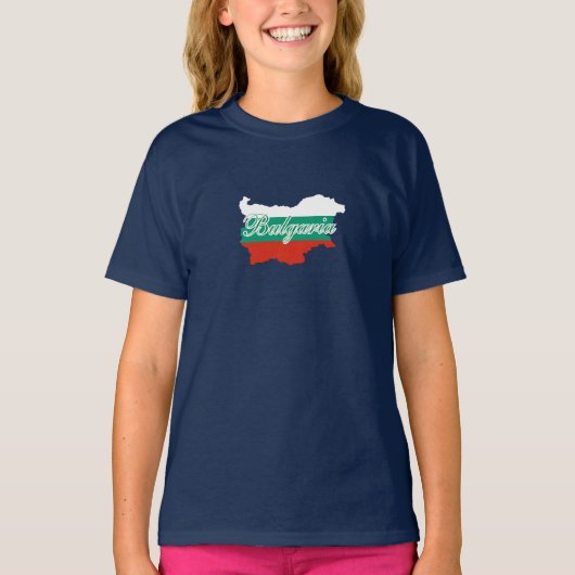 ブルガリア国旗の地図 Tシャツ (正面)