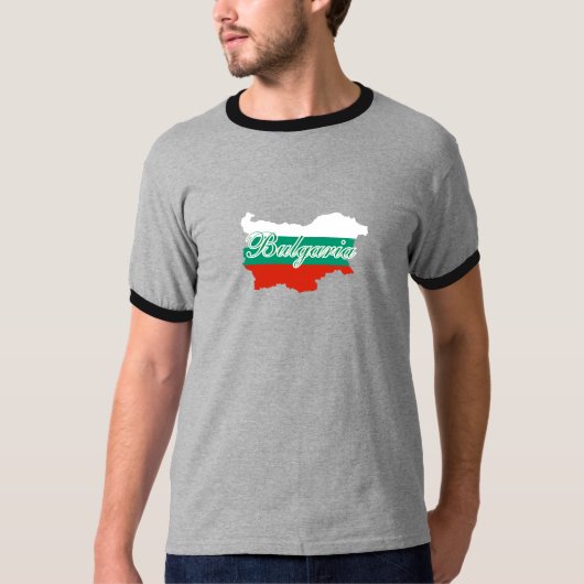 ブルガリア国旗の地図 Tシャツ (正面)