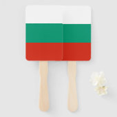 ブルガリア国旗を掲げた扇風機 ハンドファン (正面&裏面)