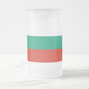 ブルガリア国旗を掲げた曇りガラス製マグ フロストグラスビールジョッキ