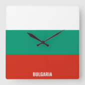 ブルガリア国旗愛国 スクエア壁時計 (正面)