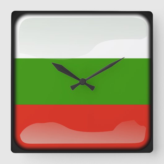 ブルガリア国旗 スクエア壁時計 (正面)