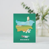 ブルガリア地図トラベルプリント ポストカード (スタンド正面)