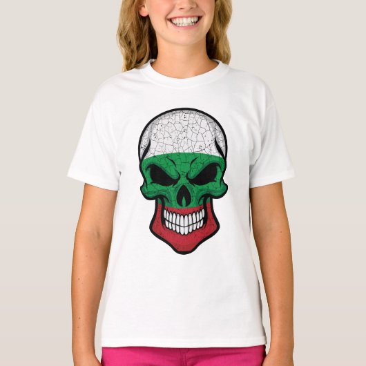 ブルガリア笑顔スカル国旗 Tシャツ (正面)