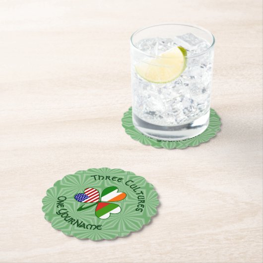 ブルガリア系アイルランド人アメリカン シャムロック フラグをパーソナライズ ペーパーコースター (インサイチュ)