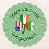 ブルガリア系アイルランド人アメリカン シャムロック フラグをパーソナライズ ペーパーコースター (正面)