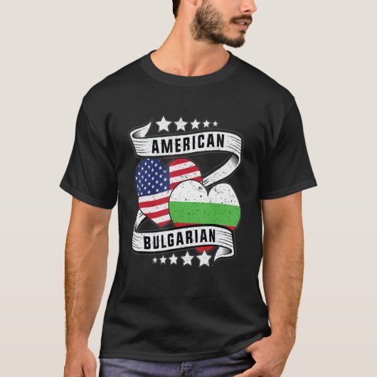 ブルガリア系アメリカ人Tシャツ 半分ブルガリア・半分アメリカ Tシャツ (正面)
