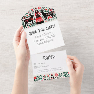 ブルガリア結婚式招待状RSVP オールインワン招待状